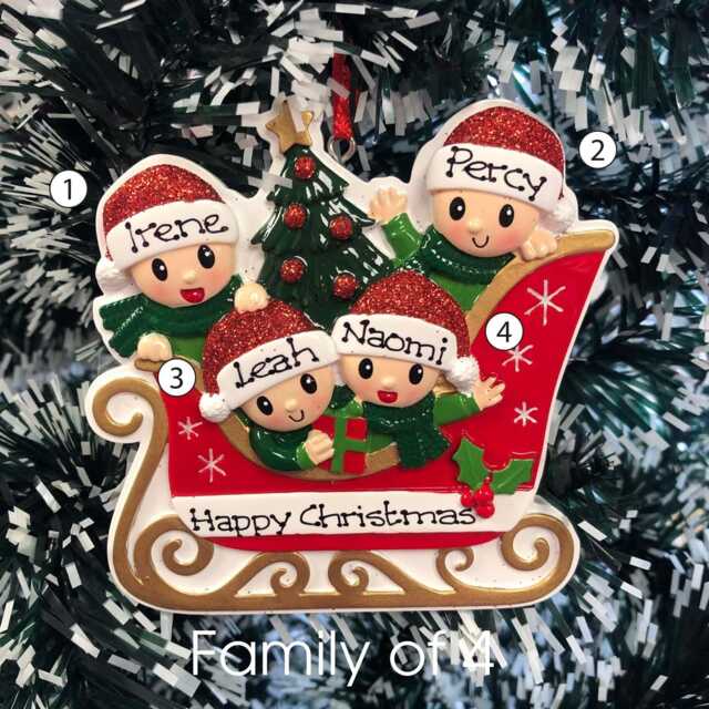 Personalised Christmas Tree Decoration Ornament - Sleigh Family - image 1