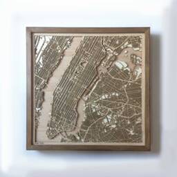 Laser Cut New York Wooden Map - Framed 3D Minimalist Wall Art - thumbnail 1