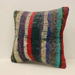 Boho Pillow 16x16 in 40x40 cm Turkish Kilim Cover Moroccan Bohoo Throw Pillows 4Kf-727 - thumbnail 3