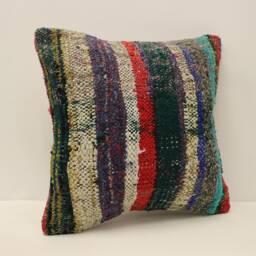 Boho Pillow 16x16 in 40x40 cm Turkish Kilim Cover Moroccan Bohoo Throw Pillows 4Kf-727 - thumbnail 2