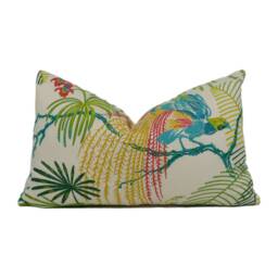 Sanderson - Rain Forest Embroidery Tropical Exotic Embroidered Cushion Cover Handmade Throw Pillow Designer Home D??cor - thumbnail 1