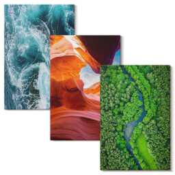3 Piece Canvas Set - Water in Motion Canyon & Green Forest Nature, Multicolored Wall Art Large, Landscapes Hanging - thumbnail 2