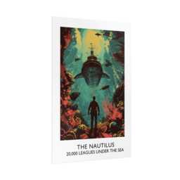 Printed - Jules Verne 20, 000 Leagues Under The Sea Nautilus Vintage Travel Poster Captain Nemo Classic Literature Book Gift - thumbnail 3