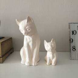Ceramic Cat, Ready To Paint, Bisque, Housewarming Gift, Home Decor, Gift For Kids, Cat Figurine, Handmade, Pottery, Baby - thumbnail 1