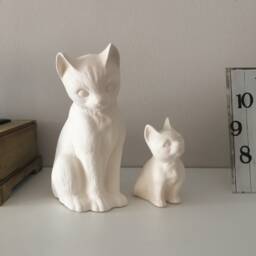 Ceramic Cat, Ready To Paint, Bisque, Housewarming Gift, Home Decor, Gift For Kids, Cat Figurine, Handmade, Pottery, Baby - thumbnail 2