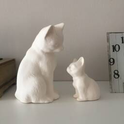 Ceramic Cat, Ready To Paint, Bisque, Housewarming Gift, Home Decor, Gift For Kids, Cat Figurine, Handmade, Pottery, Baby - thumbnail 3