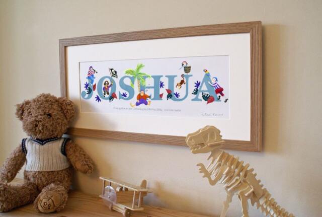 Pirate Name Illustration Print Children Kids New Baby Nursery Decor Wall Art Picture Personalised Bespoke Christening Gift Birthday Present - image 1