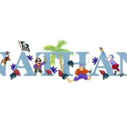 Pirate Name Illustration Print Children Kids New Baby Nursery Decor Wall Art Picture Personalised Bespoke Christening Gift Birthday Present - thumbnail 2
