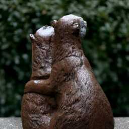 Concrete Pair Otter Sculpture Stone Figurine Outdoor Animal Statue Garden Decoration Otter Lover Gift Yard Art Romantic - thumbnail 4