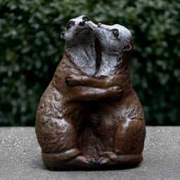 Concrete Pair Otter Sculpture Stone Figurine Outdoor Animal Statue Garden Decoration Otter Lover Gift Yard Art Romantic - thumbnail 1