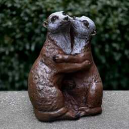 Concrete Pair Otter Sculpture Stone Figurine Outdoor Animal Statue Garden Decoration Otter Lover Gift Yard Art Romantic - thumbnail 3