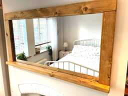 Handmade Rustic Solid Wood Mirror - English Oak Wax Finish Farmhouse Decor