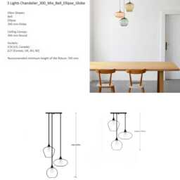 Colorful Pendant Lights. Mid Century Modern Hand Blown Glass 3-Light Cluster Pendant - thumbnail 3
