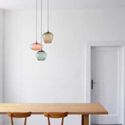Colorful Pendant Lights. Mid Century Modern Hand Blown Glass 3-Light Cluster Pendant - thumbnail 2