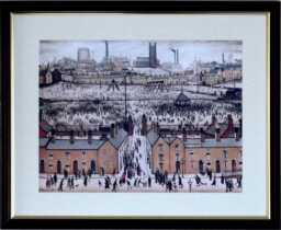 L.s. Lowry Art Print - Britain At Play Lincoln Walnut Finish Frame With Mount & Textured Image - thumbnail 1