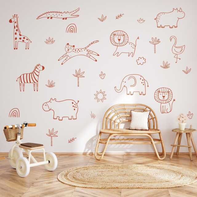 Jungle Animal Decals Safari Nursery Decor, Removable Wall Art - image 1