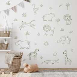 Jungle Animal Decals Safari Nursery Decor, Removable Wall Art - thumbnail 2