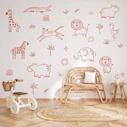 Jungle Animal Decals Safari Nursery Decor, Removable Wall Art - thumbnail 1