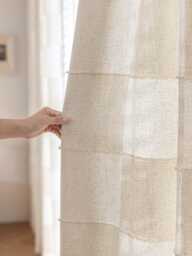 Oda Linen Blend Curtain, Natural 20% Linen, Textured Checkered Pattern, Light Filtering Drape, Window Panel For Living Room Dining Room, 1Pc - thumbnail 1