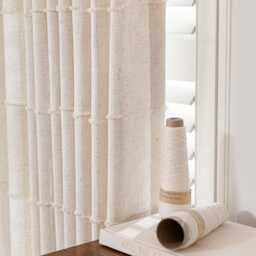 Oda Linen Blend Curtain, Natural 20% Linen, Textured Checkered Pattern, Light Filtering Drape, Window Panel For Living Room Dining Room, 1Pc - thumbnail 3