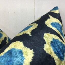 Silk Ikat Pillow Cover 24x24, Handwoven Accent Cushion - thumbnail 2