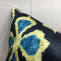 Silk Ikat Pillow Cover 24x24, Handwoven Accent Cushion - thumbnail 3