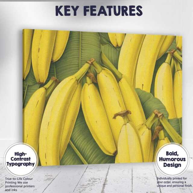 Realistic Banana Bunch Tropical Fruit Pattern Canvas Wall Art Print Decor Picture Ready To Hang - image 1