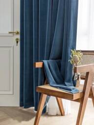 64 Colors, 928-51 A Pair Of Gray Blue Curtains , Living Room Curtains, Velvet Drapery Panels, Bedroom Custom Made