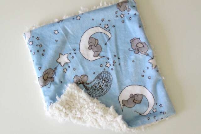 Dream Lovie. Security Blanket. Personalized Lovey. Faux Fur Elephant Blue. Mini Baby Minky Shower Gift - image 1