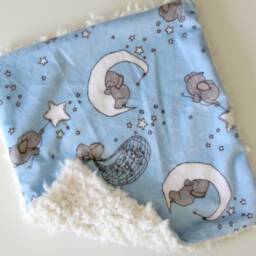 Dream Lovie. Security Blanket. Personalized Lovey. Faux Fur Elephant Blue. Mini Baby Minky Shower Gift - thumbnail 3