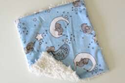 Dream Lovie. Security Blanket. Personalized Lovey. Faux Fur Elephant Blue. Mini Baby Minky Shower Gift - thumbnail 1