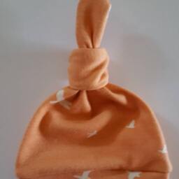 Birds Organic Swaddle Blanket & Newborn Hat Set. Take Home Peach Baby Shower Gift. Photo Prop - thumbnail 3