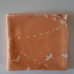 Birds Organic Swaddle Blanket & Newborn Hat Set. Take Home Peach Baby Shower Gift. Photo Prop - thumbnail 4