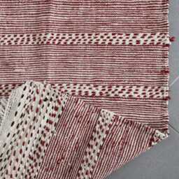 Minimalist Moroccan Red & White Striped Rug - 130x88cm Wool Handmade Berber Carpet - thumbnail 4