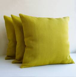 Linen Pillowcase Set, Set Of 3 Throw Cushion Covers With Zipper, Handmade Chartreuse Pillow Shams, Lime Green Sofa - thumbnail 1