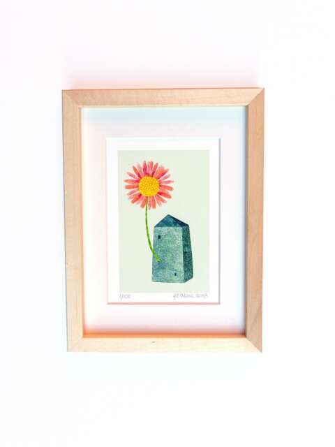 Little Flower House Print, Limited Edition Wall Art Nursery Archival, Home Decor, Handmade - image 1