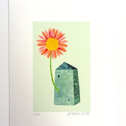 Little Flower House Print, Limited Edition Wall Art Nursery Archival, Home Decor, Handmade - thumbnail 3