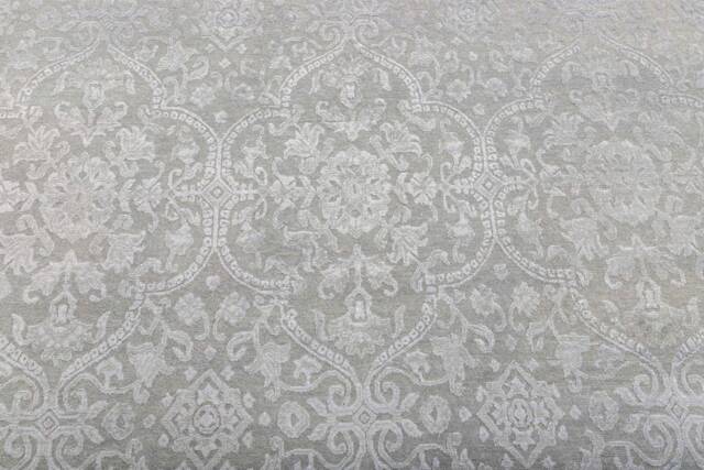 8x10 Rug Grey Silver Modern Design Wool & Silk Rug, #8499 - 242x300 cms. Free Shipping - image 1
