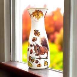Squirrel Vase, Glass Tall Vase For Flowers, Woodland Animal Vases, Autumn Autumnal Decor, Gifts, Decor - thumbnail 1