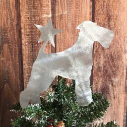 Airedale Terrier Dog, Natural Ears, Christmas Tree Topper, Holiday Decoration, Wreath Christmas, Aluminum, Yard Stake Or Art - thumbnail 1