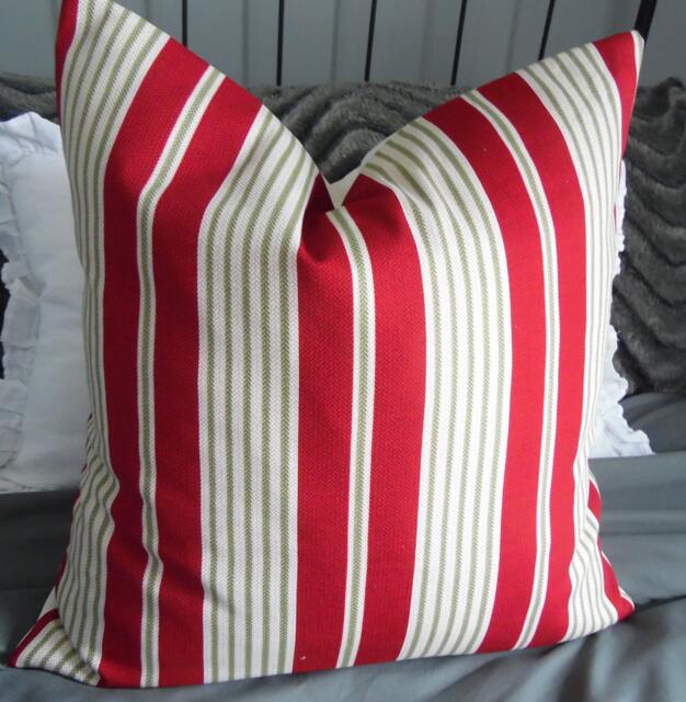 Tex Stripe.red.green.naturals.pillow Cover.stripe.large Stripe Toss Pillow.throw Pillow.cushion Covers.slipcovers.home Decor Pillow Covers - image 1