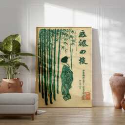Green Bamboo Geisha Poster - Japanese Woodblock Figure Art Traditional Asian Wall Decor - thumbnail 3