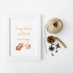 Beige Brown Autumn Leaves Print Crisp Fall Home Decor - Unframed - thumbnail 3