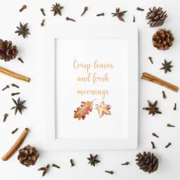 Beige Brown Autumn Leaves Print Crisp Fall Home Decor - Unframed - thumbnail 2