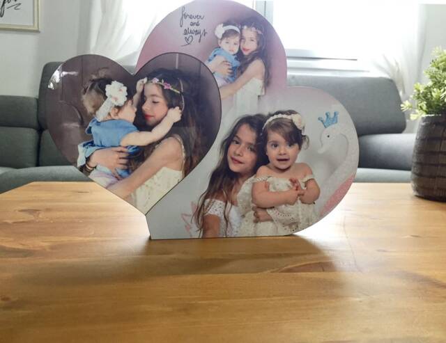 Heart Photo Collage On Wood, Personalized Picture Frame - 11''x8'' - image 1