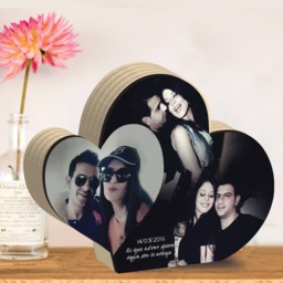 Heart Photo Collage On Wood, Personalized Picture Frame - 11''x8'' - thumbnail 2