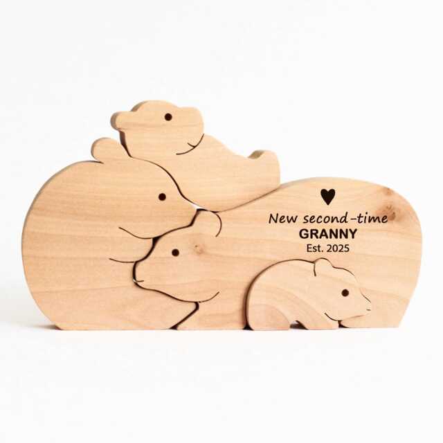 Personalized Bear Family Puzzle - Wooden Granny Gift, Grandchildren Keepsake - image 1