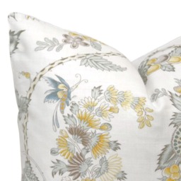 Schumacher Citron Campagne Pillow Cover Yellow & Gray - thumbnail 4