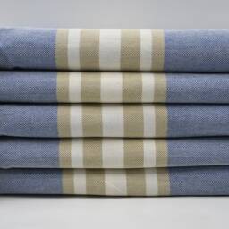 "Turkish Towel, Blue & Beige Peshtemal, Bohemian Towel, 40""x70" - thumbnail 2