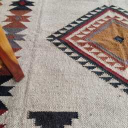 Wool Jute Kilim Rug - Living Room, Bedroom, Hallway, Entrance - thumbnail 4